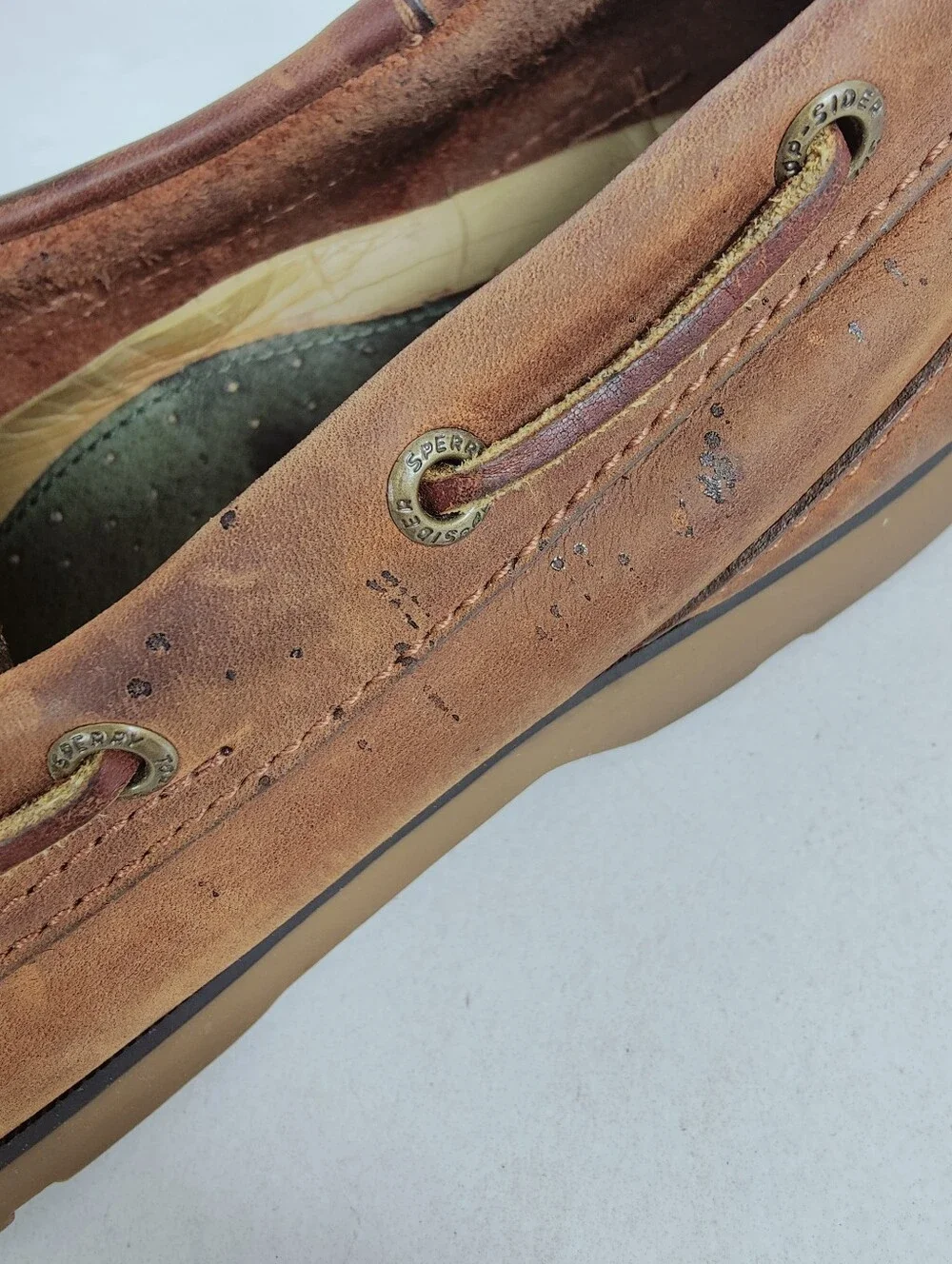 Sperry Men's Top-Sider Boat Shoes Brown Leather Classic Moc-Toe, Sz 9